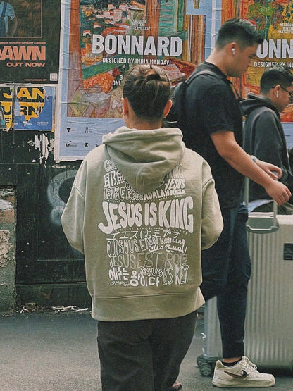 'Jesus is King' hoodie - matcha green